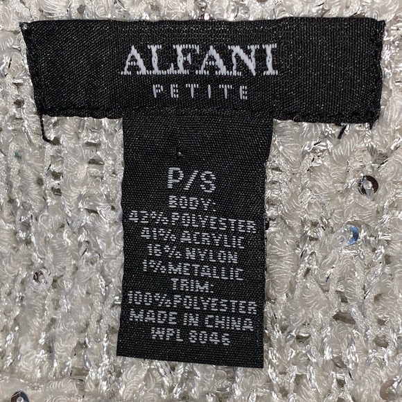 ALFANI WHITE METALLIC SEQUIN PULLOVER SWEATER. WOMEN’S SIZE PETITE SMALL/MEDIUM - Picture 6 of 6
